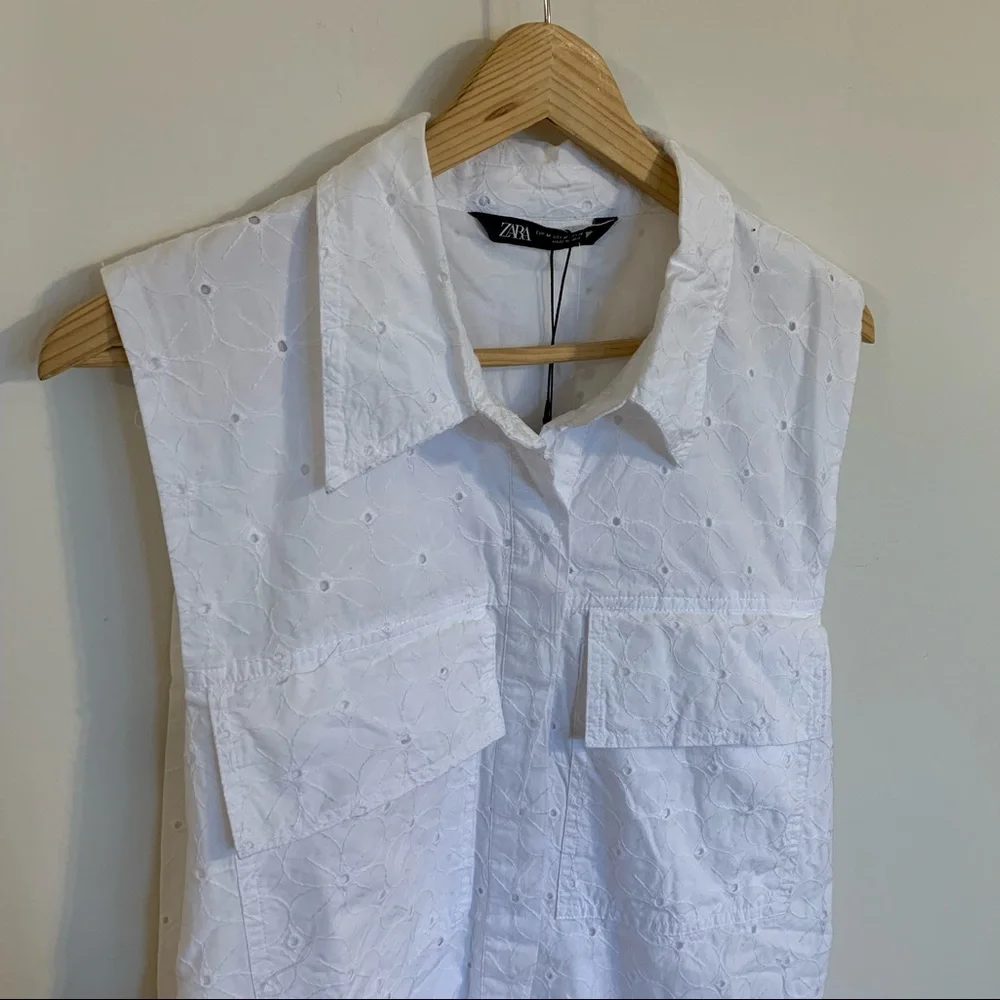 NWT Zara Eyelet Cutwork Embroidery Romper in White, Size M - Picture 6 of 14